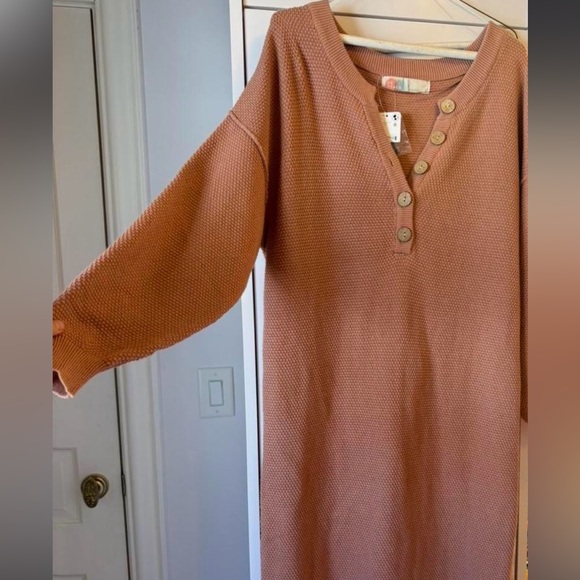 Free People FP Beach Hailee Sweater Midi Dress NWT Small Aged Terracotta Cotton - Picture 15 of 16